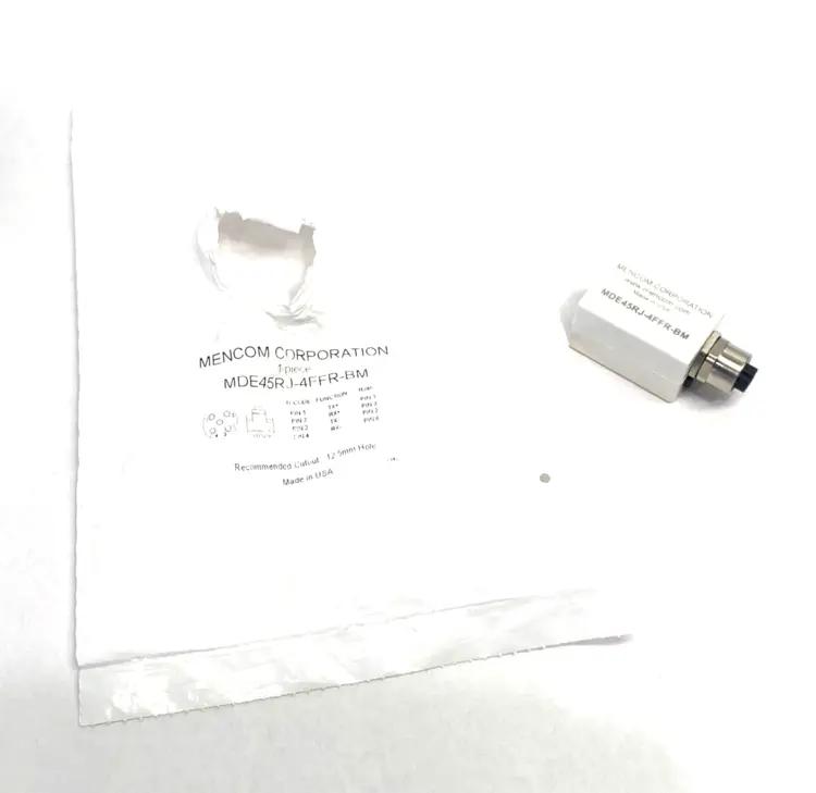 New | in-Stock Mencom Ethernet Receptacle M12 4 Pole D-Coded Female to RJ45 Electrical Fittings Michigan US | Maverick Industrial Sales #1395124