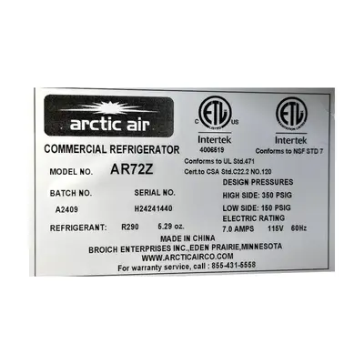 USED ARTIC AIR AR72Z