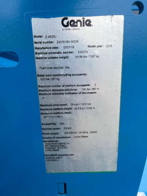 Used 2016 Genie Z-45/25J DC Articulating Boom Lifts Wisconsin US | Stack Equipment #1080295