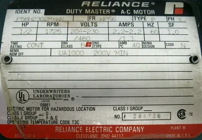 NEW RELIANCE ELECTRIC P56H2302M-WR MOTOR 1/2HP 1725RPM 208-230/460V 5/8"