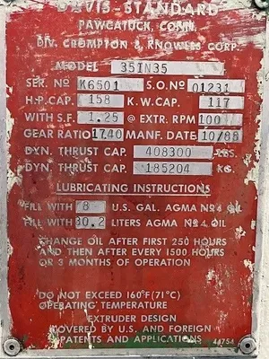 1988 DAVIS STANDARD 3.5" GEAR BOX Extrusion Other, Extruder Gearbox | Mark One Machinery (9)