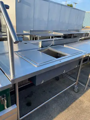 Used Falcon Restaurant Supply Used 60" Stainless Steel 3 compartment Ice Down Bar Table - SS161 Food Displays Illinois US | Falcon Restaurant Supply #1376032