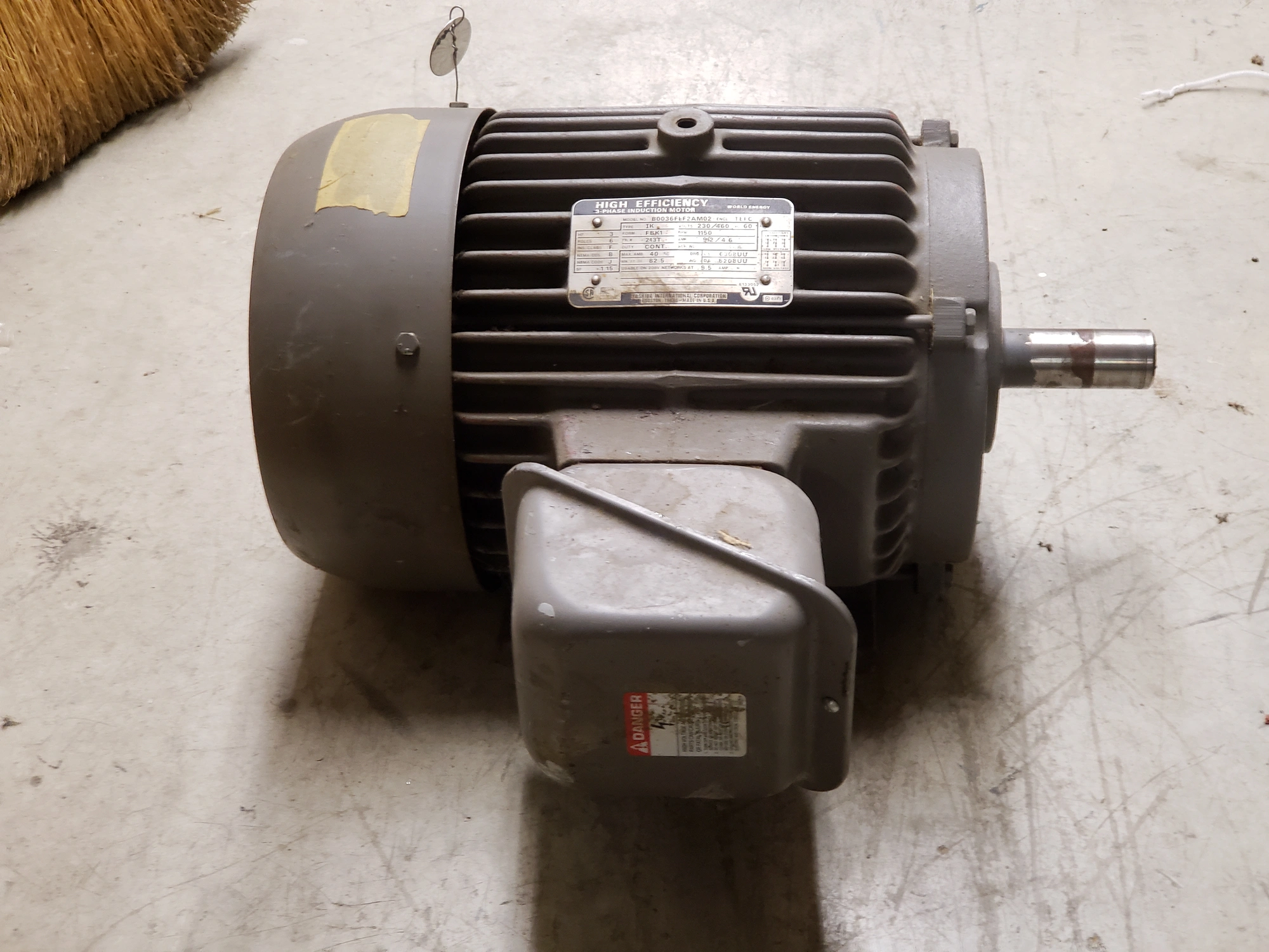 Toshiba 3 Hp, 1150 Rpm, 231T Frame Electrical Motor