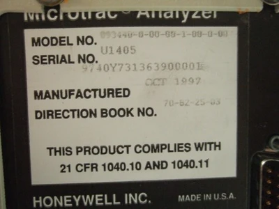 Honeywell U1405 Microtrac UPA Ultrafine Particle Analyzer