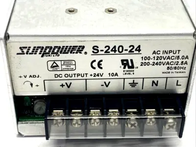 S-240-24 | Sunpower  Power Supply 100-240VAC 24VDC 10A - Used