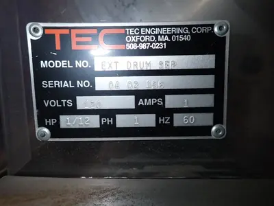 Used TEC ENGINEERING CORPORATION EXT DRUM SEP Tumbling Equipment Ohio US | HGR 24 #878380