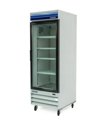 Magic Chef 28 IN. W 23 CU. FT. SINGLE SWING GLASS DOOR COMMERCIAL REFRIGERATOR IN WHITE