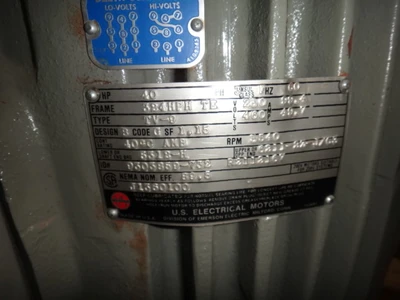 U.S. Motors 40 hp, 3540 rpm, 324HPH frame motor