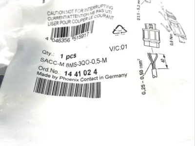 SACC-M 8MS-3QO-0,5-M,1441024 | Phoenix Contact SACC-M 8MS-3QO-0,5-M Connector M8 3-Pin Male 1441024 - New