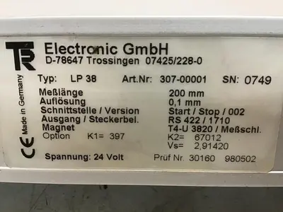USED T&R ELECTRONIC LP-38 200MM