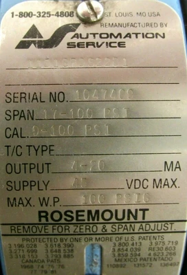 USED ROSEMOUNT 1151GP6S22B1 PRESSURE TRANSMITTER