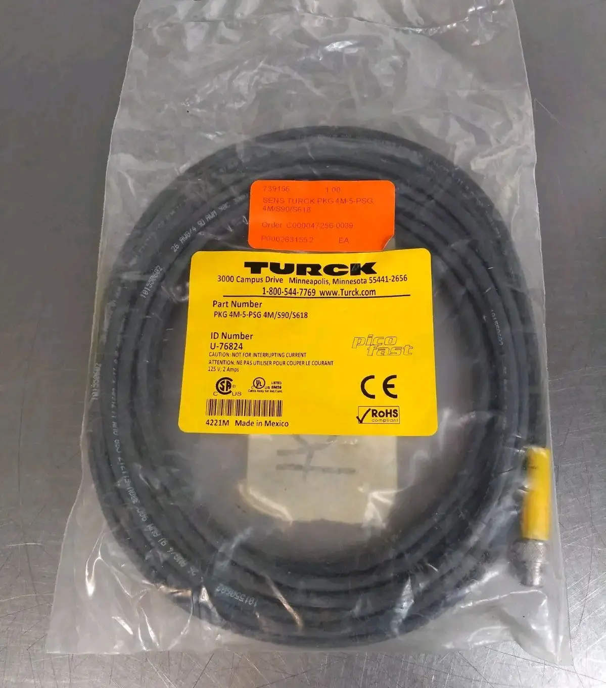 TURCK PKG4M-5-PSG4M/S90/S618 U-76824 125V 2A Loc5E21