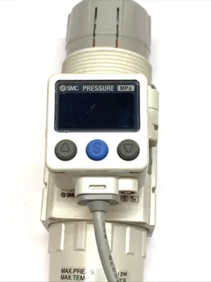 Used SMC Filter Regulator 1/4" NPT W/ ISE40A-N01-Y Digital Switch Air Pressure Regulators Michigan US | Maverick Industrial Sales #1395296