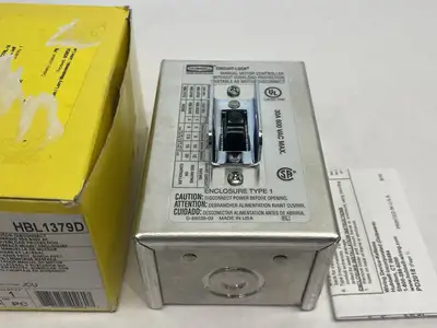 USED HUBBELL MANUAL MOTOR DISCONNECT/CONTROLLER, 30A 600V 3-POLE