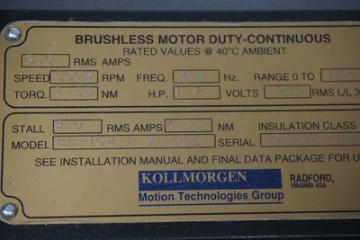 USED KOLLMORGEN EB-104-A-91-006 BRUSHLESS MOTOR EB104A91006