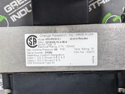 Orange Research Inc. 1833-P67013-1 Flowmeter Assembly 0-20 GPM New