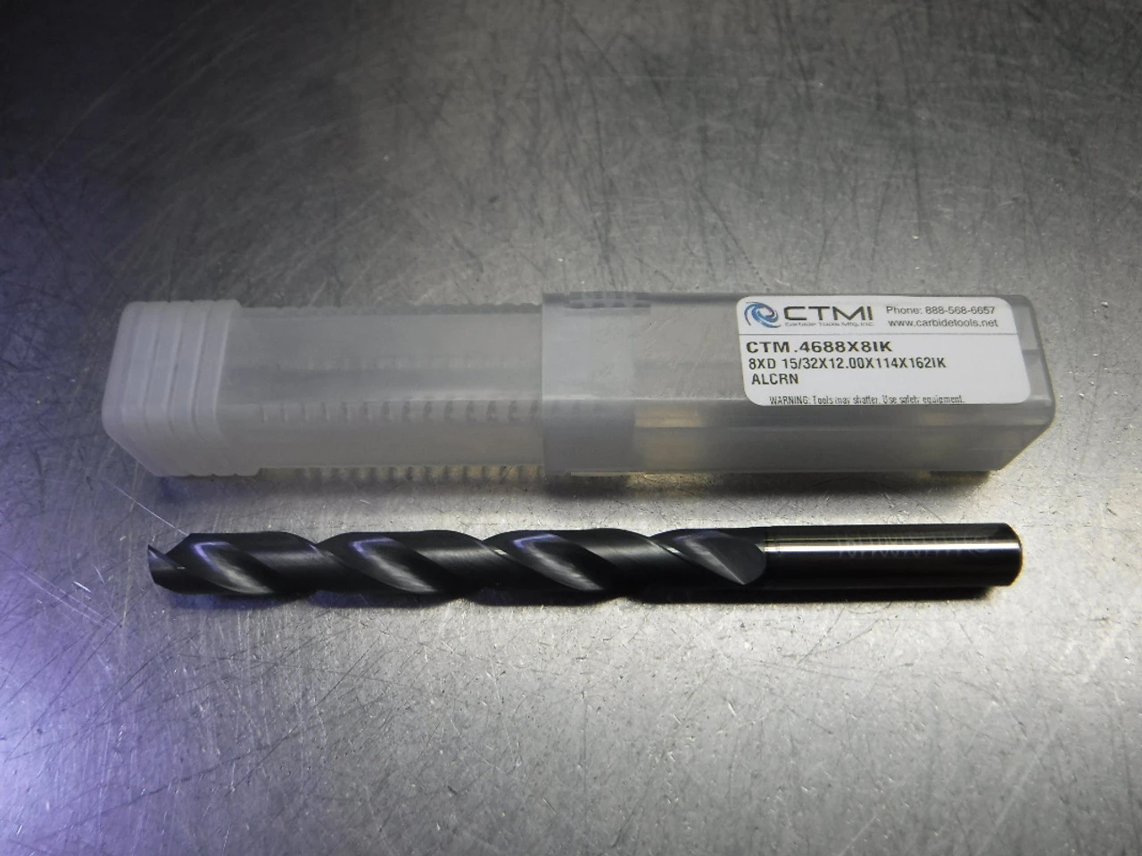 CTMI 15/32 Coolant Thru Carbide Drill 8xd 15/32x12.00x114x162IK ALCRN (LOC2106A)