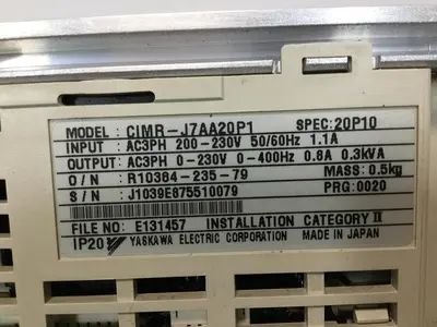 Used YASKAWA CIMR-J7AA20P1 Variable Speed Drives Michigan US | Ideal Machinery #1317033