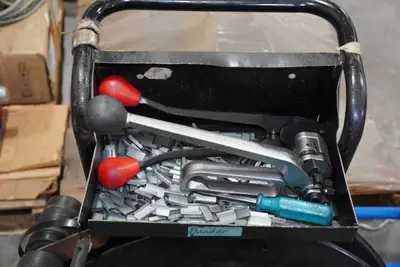 Strapping Dispenser Cart with Tool and 2 Wheel Dolly - Bad Wheels