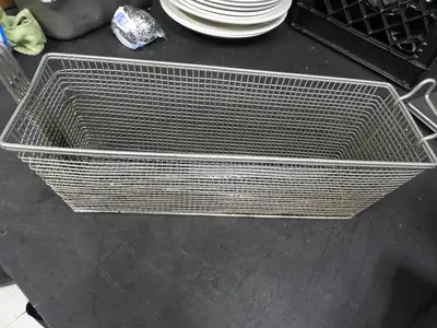 Used Falcon Restaurant Supply Used 17"x5.5"x6" Stainless Steel Deep Fryer Basket Food, Restaurant, & Bakery Parts & Accessories Illinois US | Falcon Restaurant Supply #1376636