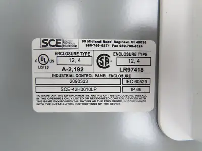 Saginaw SCE-42EL3610LP Electrical Enclosure 42x36x10" Control Panel Backplate