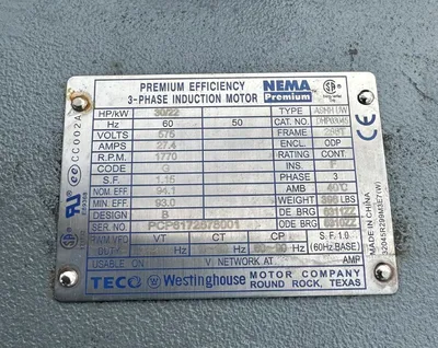 NEW TECO WESTINGHOUSE 30 HP