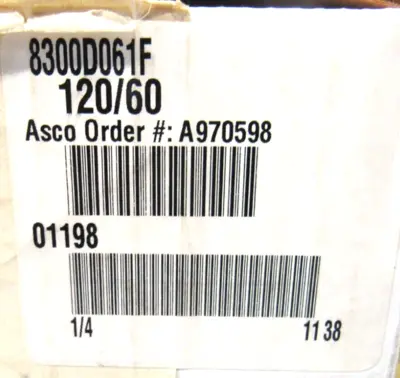 NEW ASCO 8300D061F SOLENOID VALVE 120/60