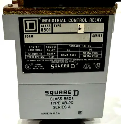 NEW SQUARE D 8501XD060 DC CONTROL RELAY SER. A 8501XD060
