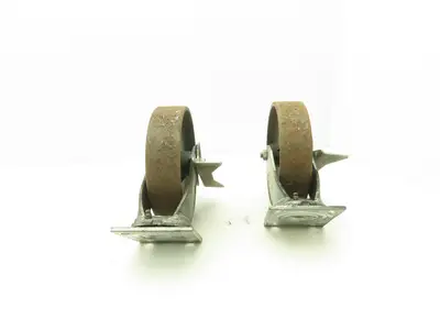 Colson 5-8-138 Caster Wheel Swivel 8" x 2" w/Lock Cast Iron 9-1/2" H Lot of 2