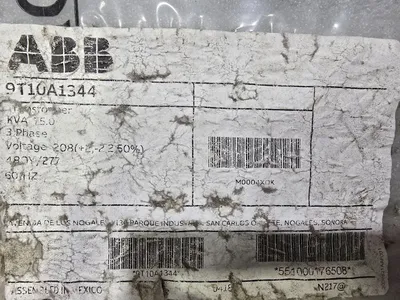 NEW 75 KVA STEP-UP Dry Transformer 208 Delta to 480Y/277 GE/ABB 9T10A1344