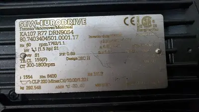 Sew-Eurodrive 1.5 Hp Helical Gear Motor