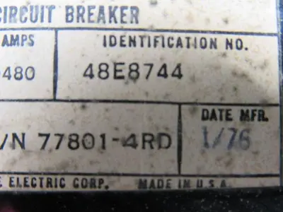 Westinghouse 48E8744 600AC 100A 3Pole 160-480A Trip Range DE-Ion Circuit Breaker