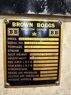 USED BROWN & BOGGS SS2-200-72-42