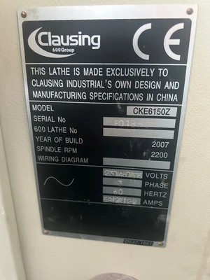 2007 Clausing CV2040CNCF