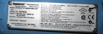 Rosemount Magnetic Flowtube Series 8700,  model 8705FHA080C1W0N0B3Q4Q8Q66, size 8"-150 , Unused Spare Room