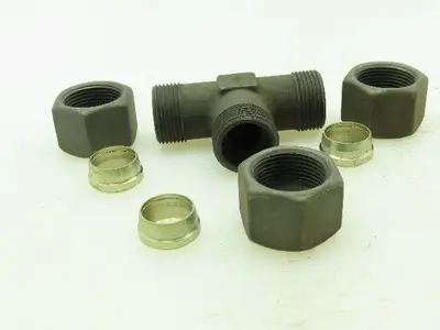 VOSS S16 Steel Flareless Metric Union Tee Compression Fitting 16mm Tube LOT OF 4