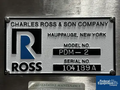 USED Ross Ross PDM D-2 Stainless Steel Mixing System With Ross DS-2 Press
