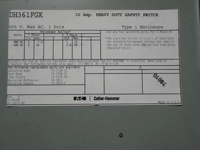 Eaton 30 A Heavy Duty Switch