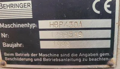 Used 1999 BEHRINGER HBP-430A Horizontal Band Saws Texas US | Universal Metalworking Equipment #1363747