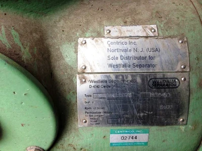 Westfalia SA 7-06-076 clarifier centrifuge, 316SS.