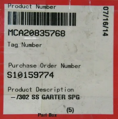 NEW BOX OF 5 FLOWSERVE MCA20835768 SPRING -/302 SS GARTER