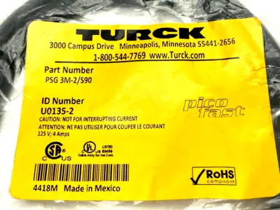 NEW TURCK PICOFAST SINGLE ENDED CORDSET M8 MALE 2M LENGTH U0135-2
