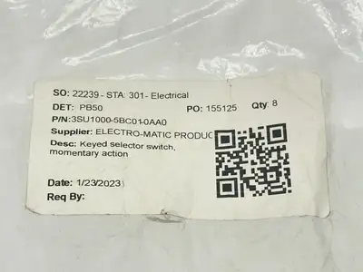 3SU1000-5BC01-0AA0 | Siemens  2-Position Keyed Switch Head Momentary 22mm - New Other