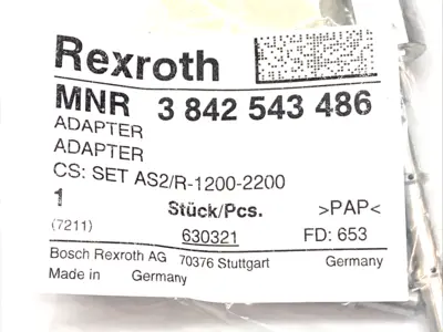 New | in-Stock Bosch Rexroth Adapter Set AS2/R-1200-2200 Misc Fasteners Michigan US | Maverick Industrial Sales #1424604