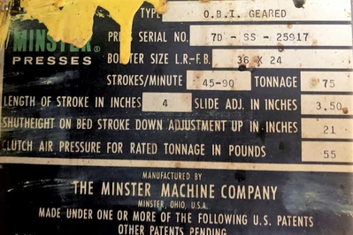 USED 1985 MINSTER MINSTER 7D-SS PRESS