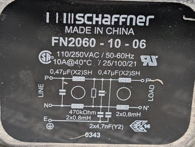 Schaffner FN2060-10-06 Power Line Filter Module Used