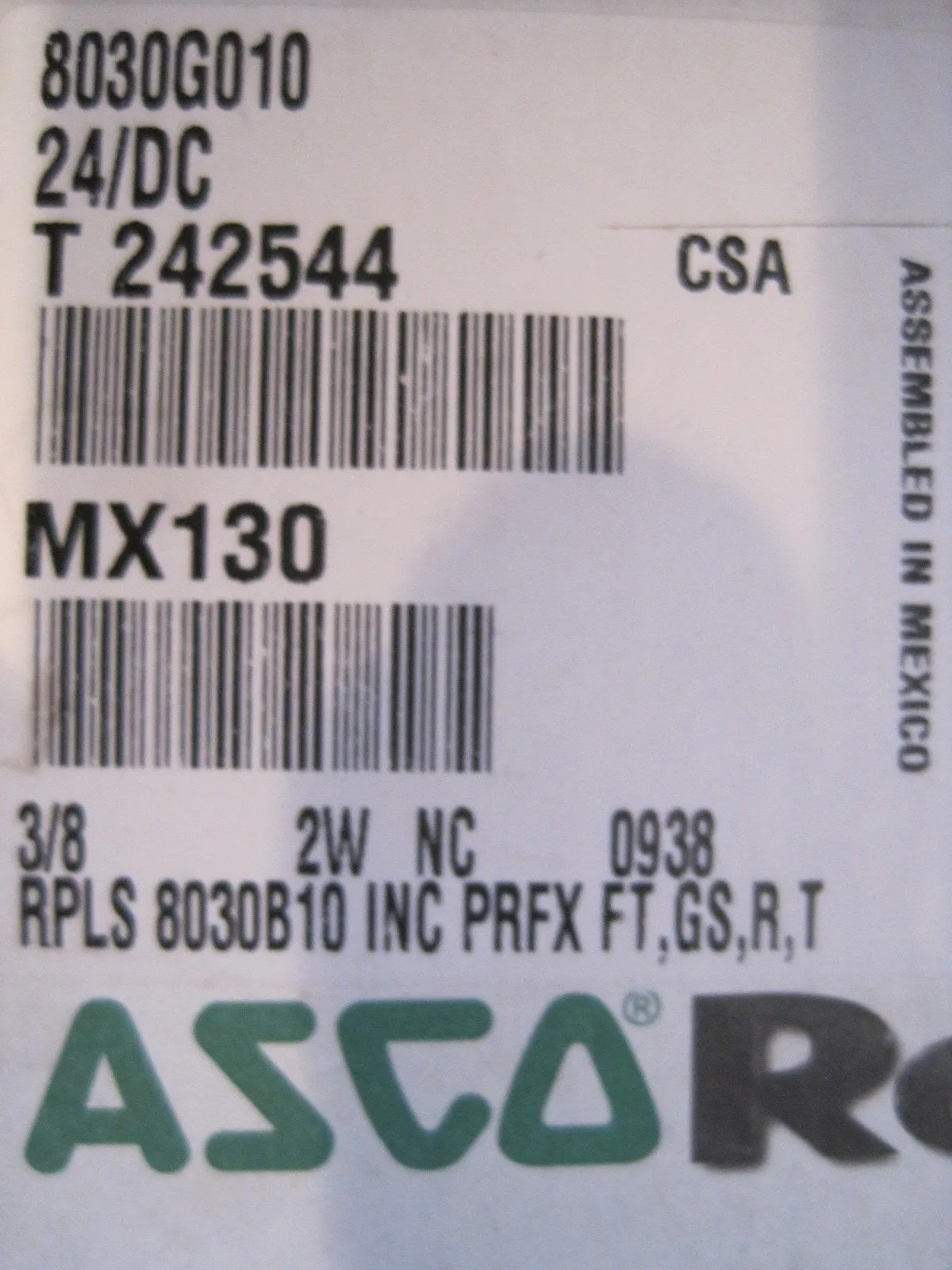 NEW ASCO 8030G010 VALVE