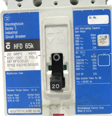 NEW WESTINGHOUSE HFD3020 CIRCUIT BREAKER 3 POLE 20A