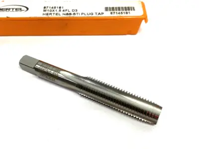 USED HERTEL HAND STI TAP: M10 X 1.5 METRIC COURSE, D3, 4 FLUTES, PLUG CHAMF.