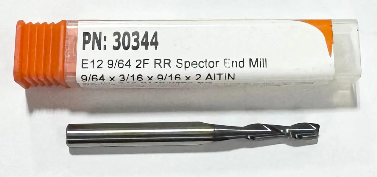 IMCO 9/64" Carbide End Mill 2 Flute AlTiN Coated RR Spector Mill